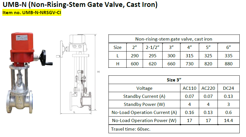 UMB-N gate valve