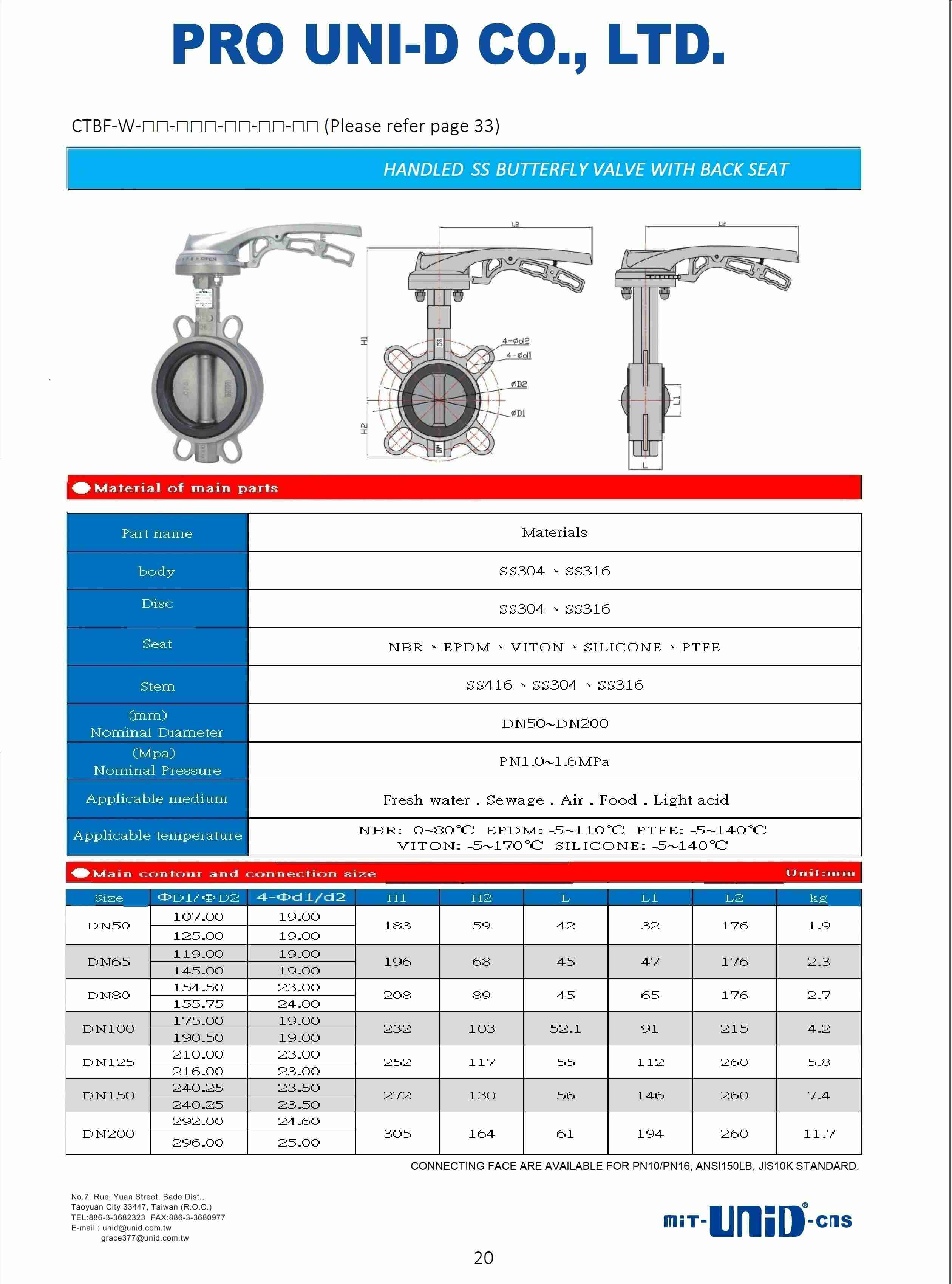 304 LEVER BUTTERLY VALVE
