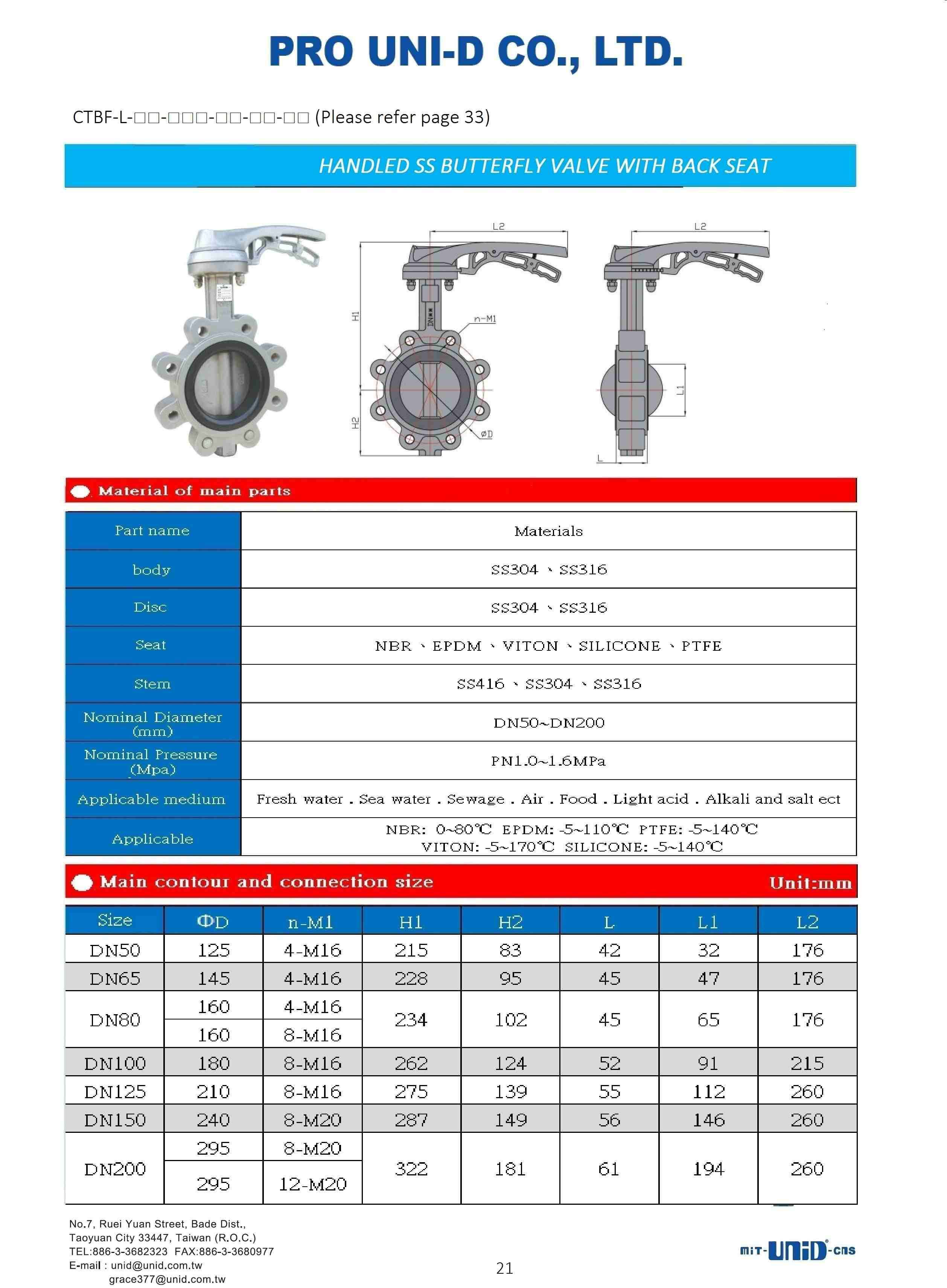 304 LEVER LUG BUTTERFLY VALVE