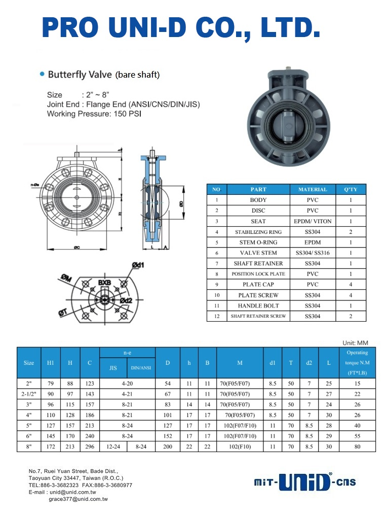 pvc butterfly valve